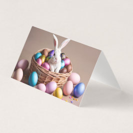 Tarjeta Easter bunny with his eggs.