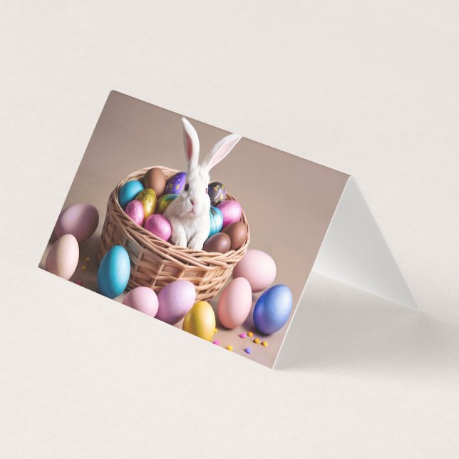 Tarjeta Easter bunny with his eggs. (Reverso)