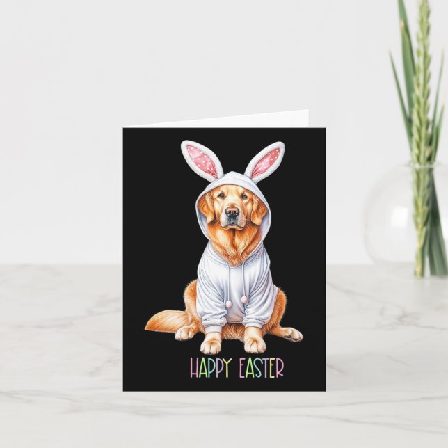 Tarjeta Easter Dog Bunny Spring Golden Retrieval Easter Eg (Anverso)