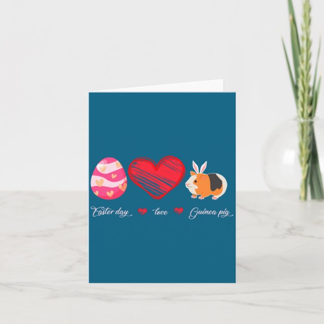 Tarjeta Easter Egg Guinea Pig Bunny Easter (Anverso)