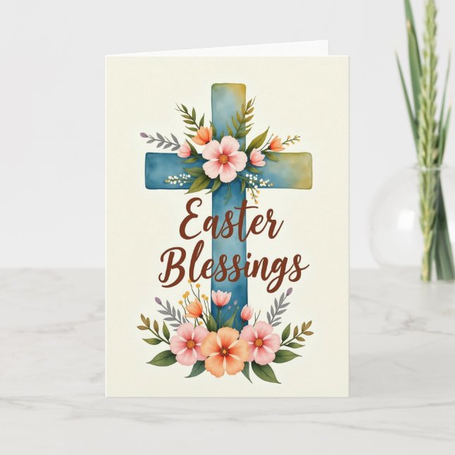 Tarjeta Easter Floral Cross Card (Anverso)