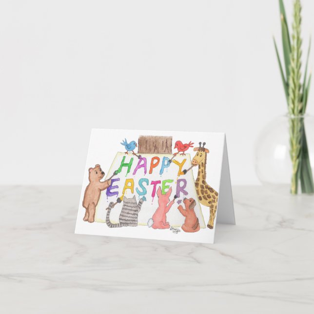 Tarjeta Easter Greeting Painted by Animals (Anverso)