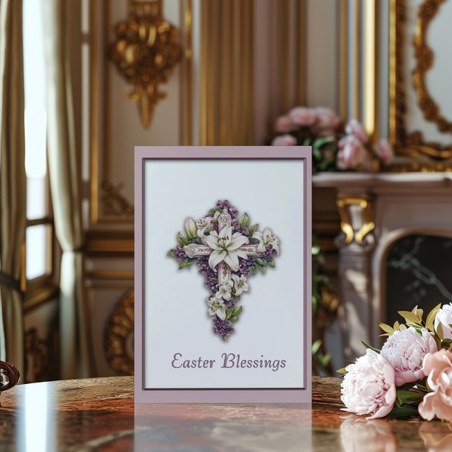 Tarjeta Easter Lily Cross Easter Blessing (Subido por el creador)