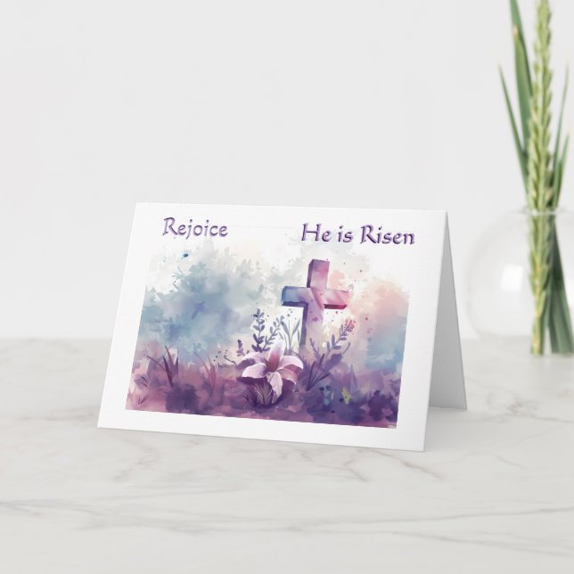 Tarjeta Easter Rejoice He Is Risen  (Anverso)