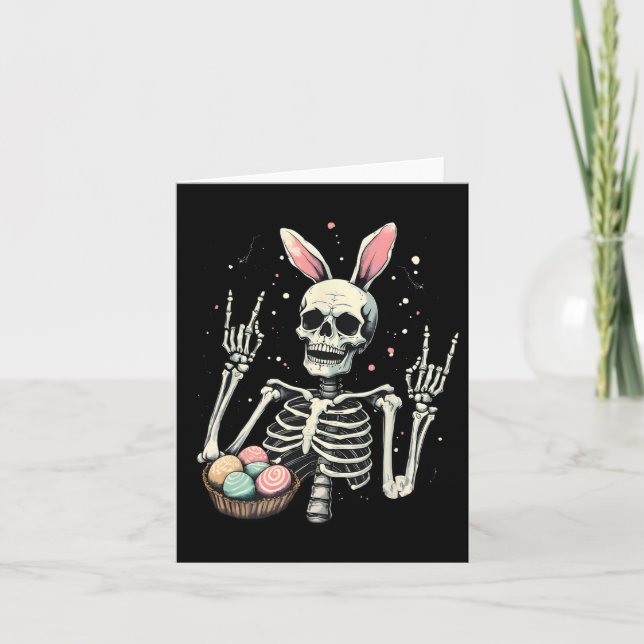 Tarjeta Easter Skeleton Bunny Rock Hand Rocker Niños M (Anverso)