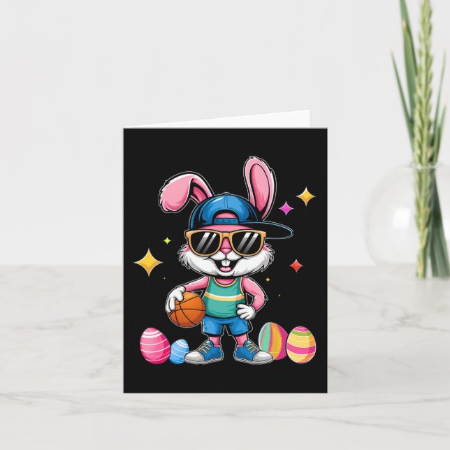 Tarjeta Easter Sport Happy Easter Bunny Jugando Bysketbyll (Anverso)