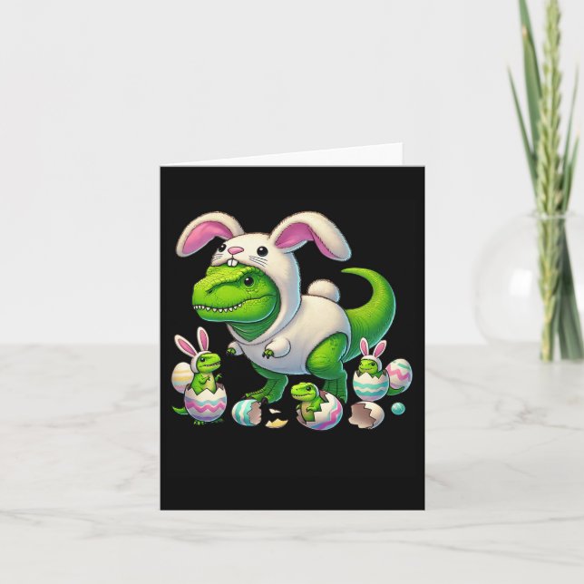 Tarjeta Easter T-rex Bunny Ears Funny Dinosaur Costume Kid (Anverso)