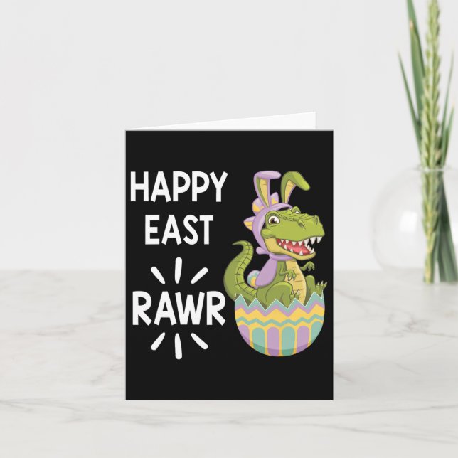 Tarjeta Easter T Rex Dinosaur Bunny Egg Happy Eastrawr Tod (Anverso)