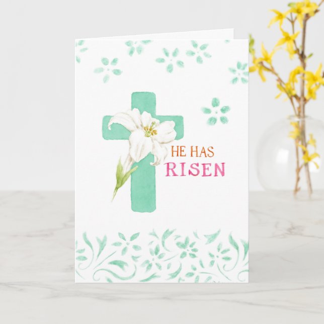 Tarjeta Easter White Lily Cross Scripting Confort Paz (flor amarilla)