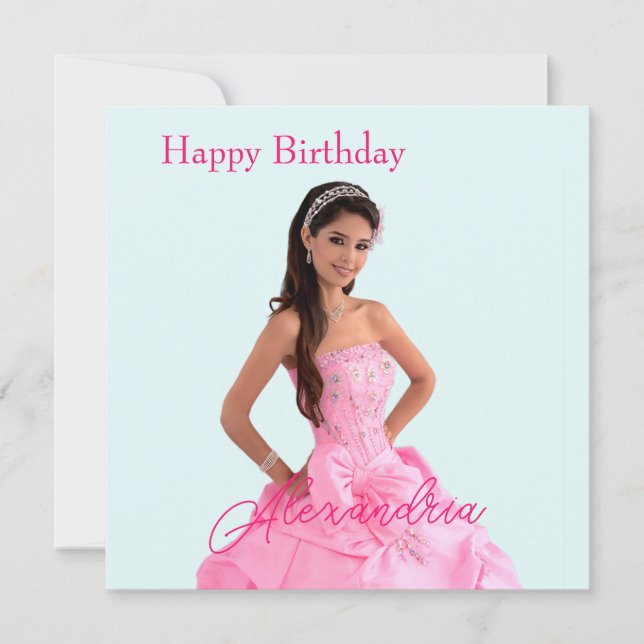 Tarjeta Easy Upload Foto Añadir nombre Feliz cumpleaños (Anverso)