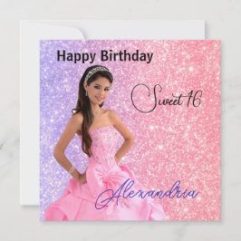 Tarjeta Easy Upload Photo Name Glamor Chica Cumpleaños