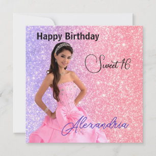 Tarjeta Easy Upload Photo Name Glamor Chica Cumpleaños