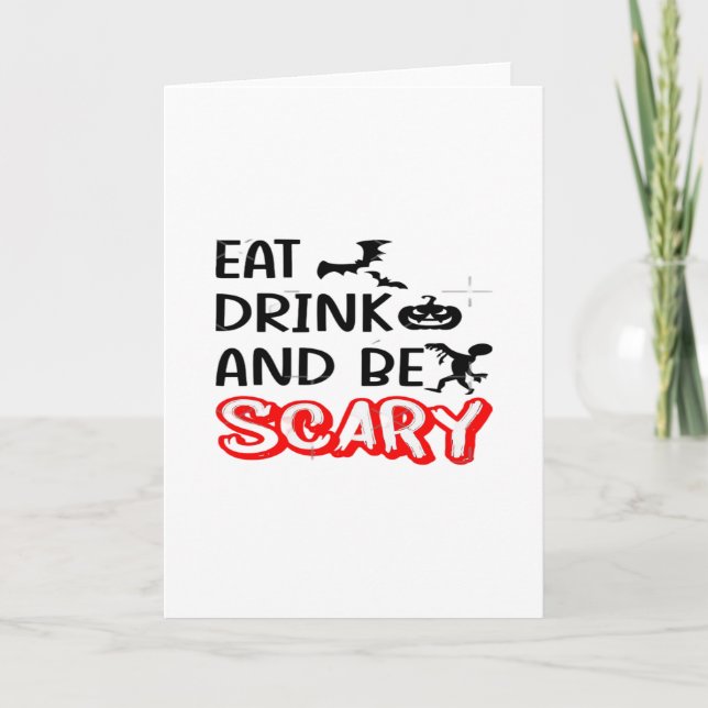 Tarjeta Eat Drink And Be Scary Design Retro Classic (Anverso)