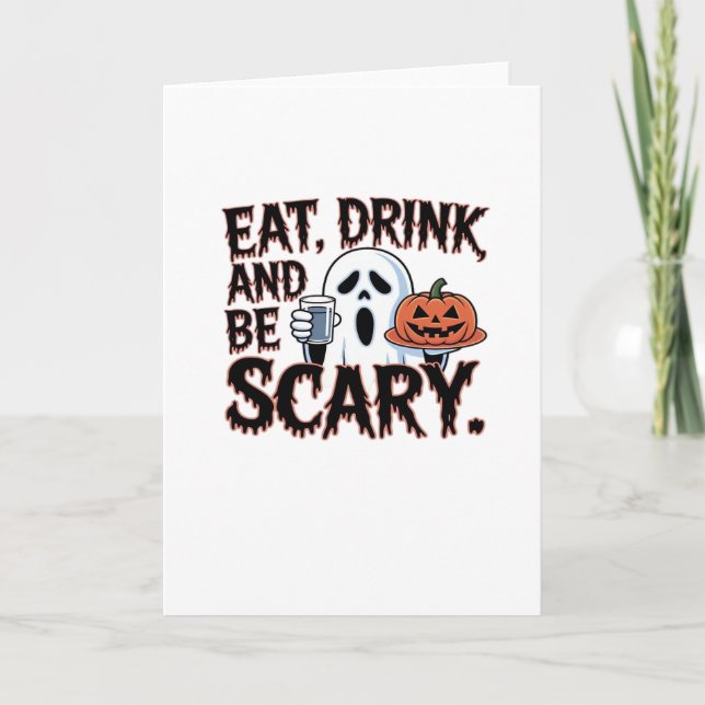 Tarjeta Eat Drink Be Scary Halloween Pumpkin Creative Styl (Anverso)