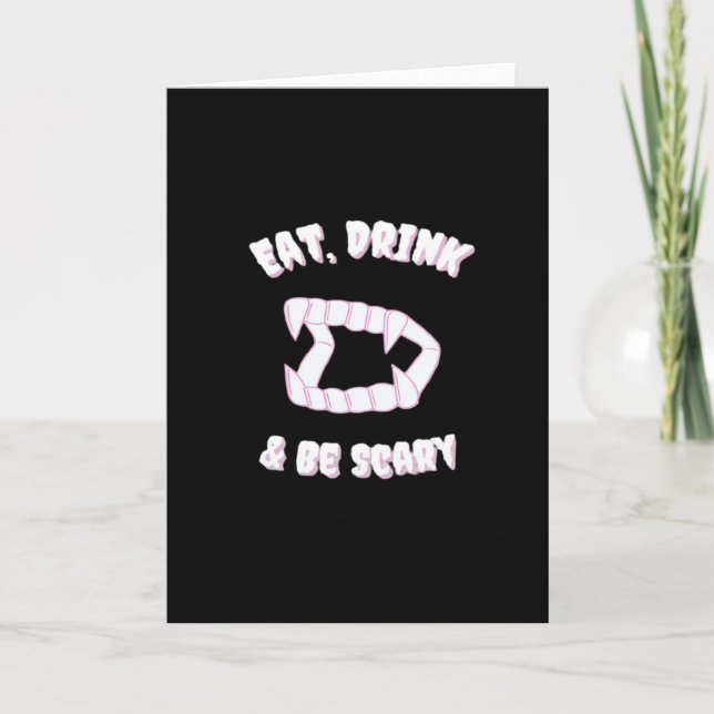 Tarjeta Eat Drink Be Scary Vampire Minimalist Style (Anverso)