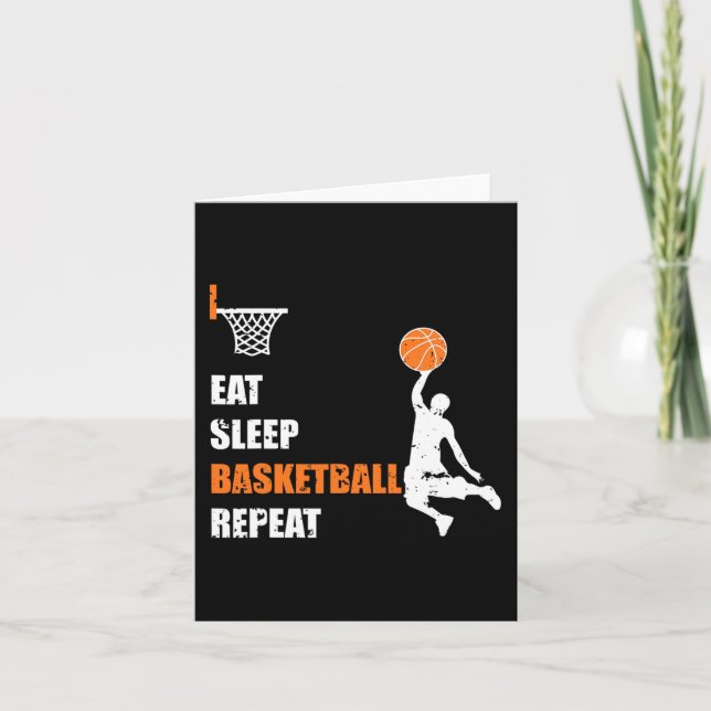 Tarjeta Eat Sleep Basketball Repetir a los niños de balonc (Anverso)