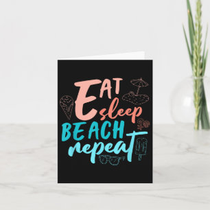 Tarjeta Eat Sleep Beach Repetir la Camisa Cute Beach Vacac