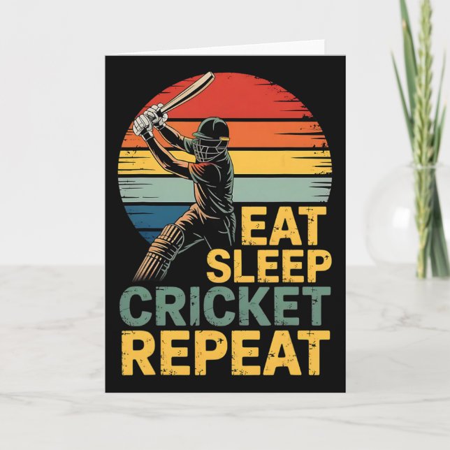 Tarjeta Eat Sleep Cricket Repeat Cricket Quote  (Anverso)