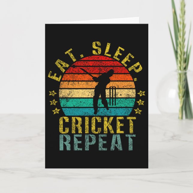 Tarjeta Eat Sleep Cricket Repeat Funny Retro  (Anverso)