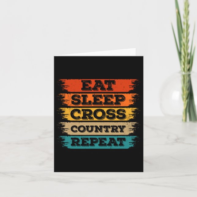 Tarjeta Eat Sleep Cross Country Repetir deportes de invier (Anverso)