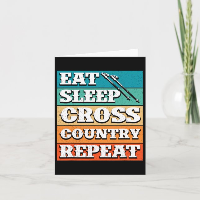 Tarjeta Eat Sleep Cross Country Repetir deportes de invier (Anverso)