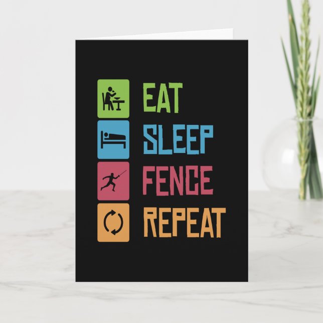 Tarjeta Eat Sleep Fence Fencing Fencer Epee (Anverso)