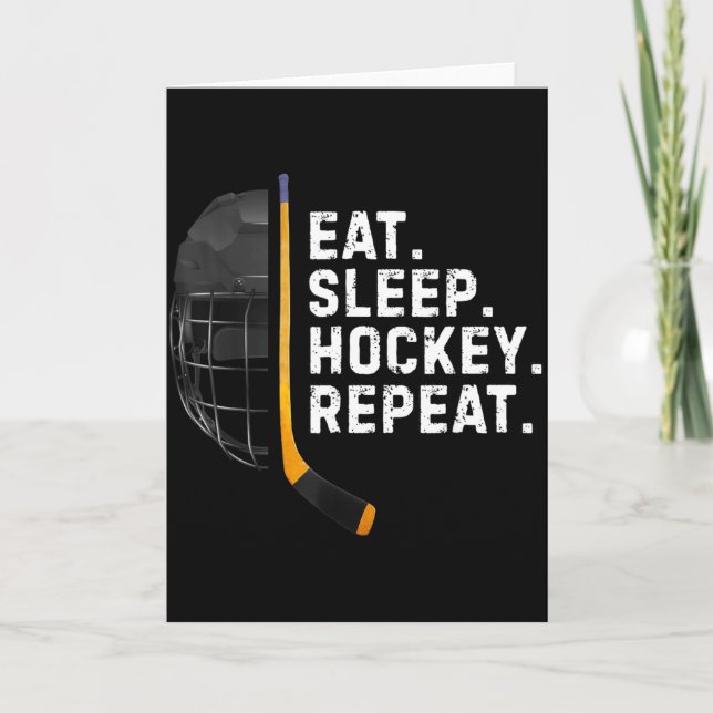 Tarjeta Eat Sleep Hockey Repea Funny Cool Hockey Player  (Anverso)