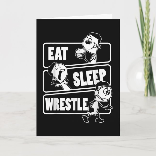Tarjeta Eat Sleep Wrestle Repetir la divertida lucha de lu (Anverso)