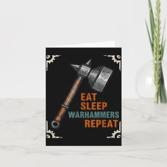 Tarjeta Eat Sleeps Warhammers Repeats Tee For Men Women Bo (Anverso)