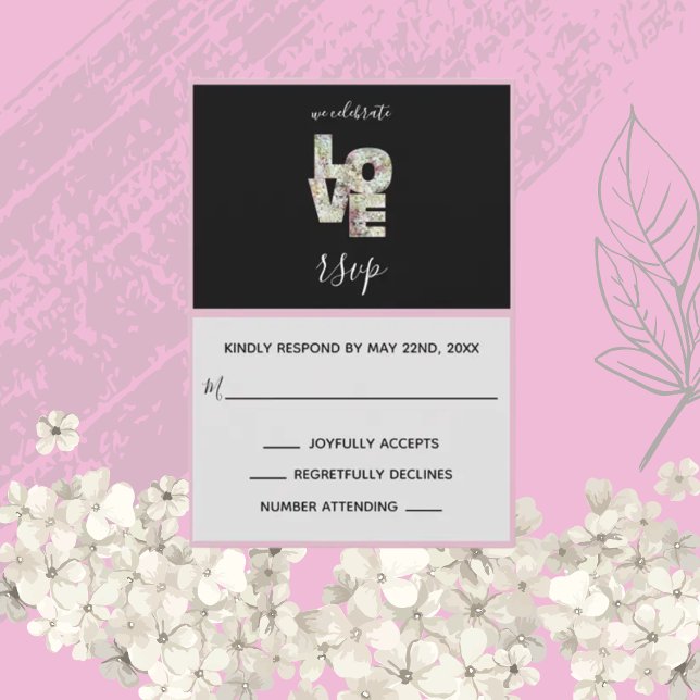 Tarjeta Ebony Vanilla Strawberry Hydrangeas RSVP (Subido por el creador)