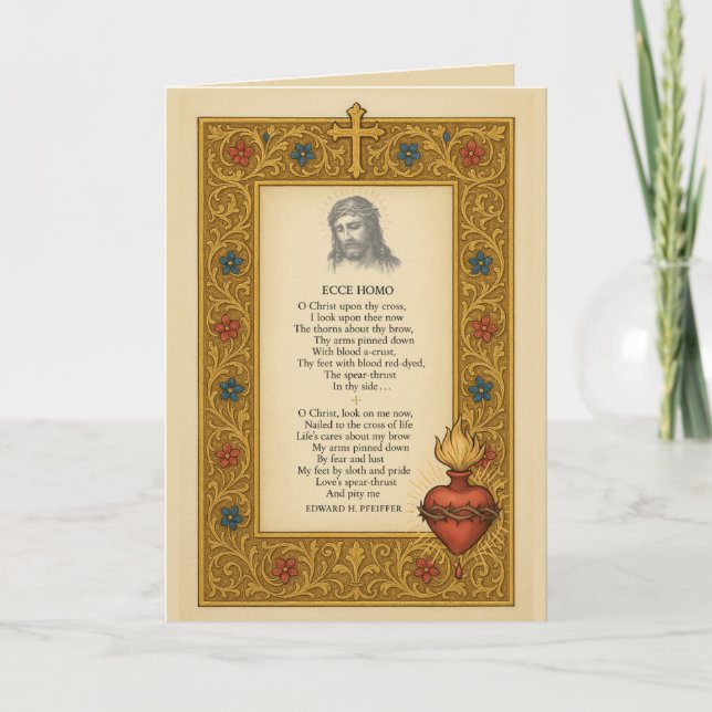 Tarjeta Ecce Homo Doble Poema de la Sagrada Carta Sagrado  (Anverso)