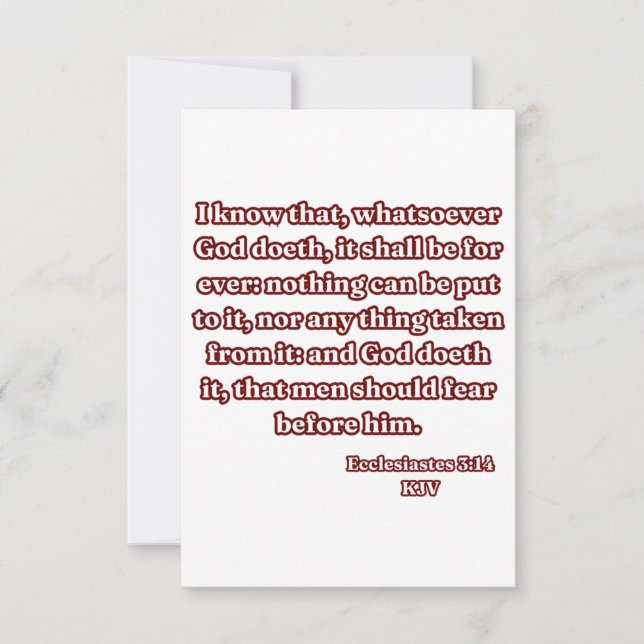 Tarjeta Ecclesiastes 3:14 KJV Biblia Verse Greeting (Anverso)
