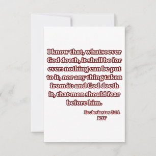 Tarjeta Ecclesiastes 3:14 KJV Biblia Verse Greeting