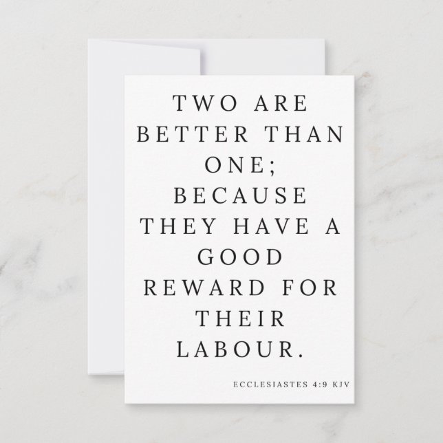 Tarjeta Ecclesiastes 4:9 KJV Bible Scripting Saludo (Anverso)