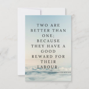Tarjeta Ecclesiastés 4:9 KJV Biblia Scripting Fic Saludo