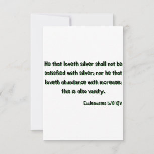 Tarjeta Ecclesiastes 5:10 KJV Biblia Verse Flat Greeting