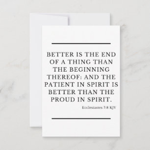 Tarjeta Ecclesiastés 7:8 KJV Biblia Verse Flat Greeting