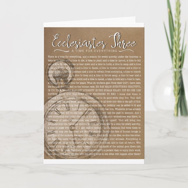 Tarjeta Ecclesiastes tres, estímulo religioso (Anverso)