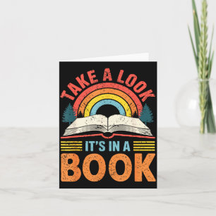 Tarjeta Echa Un Vistazo Está en Un Libro Retro Lectura Ama