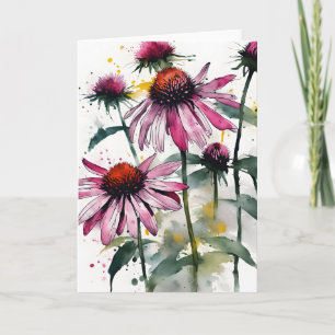 Tarjeta Echinacea - Flores acuarela