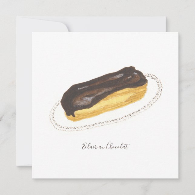 Tarjeta Éclair au Chocolat acuarela (Anverso)
