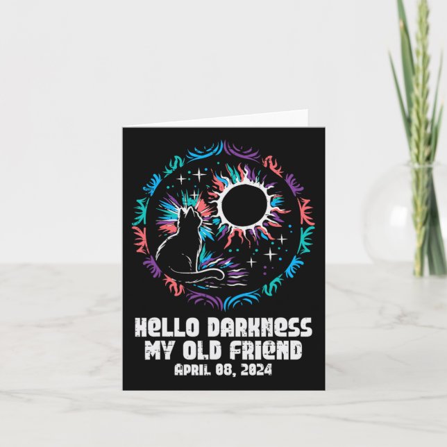 Tarjeta Eclipse Cat Hello Darkness April 8 Mujeres Chicas  (Anverso)