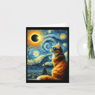 Tarjeta Eclipse solar 2024 Abril 8 Gato Totalidad Solar Ec