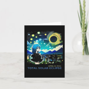 Tarjeta Eclipse solar 2024 Arte estilo anime