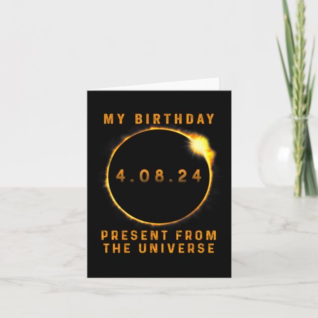Tarjeta Eclipse solar 2024 Cumpleaños presente 4.8.24 Tota (Anverso)