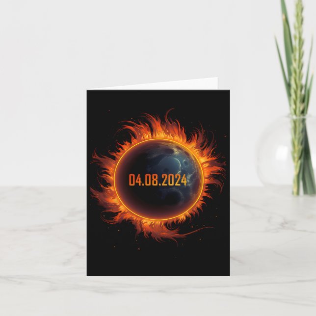 Tarjeta Eclipse solar 2024 Eclipse total de sol 1 (Anverso)