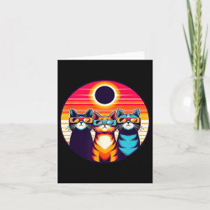 Tarjeta Eclipse solar 2024 Gato con vidrio Eclipse solar