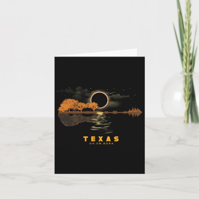 Tarjeta Eclipse solar 2024 Guitarra 04.08.24 Totalidad Tex (Anverso)
