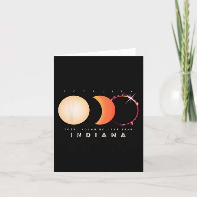 Tarjeta Eclipse solar 2024 Indiana Eclipse total América G (Anverso)