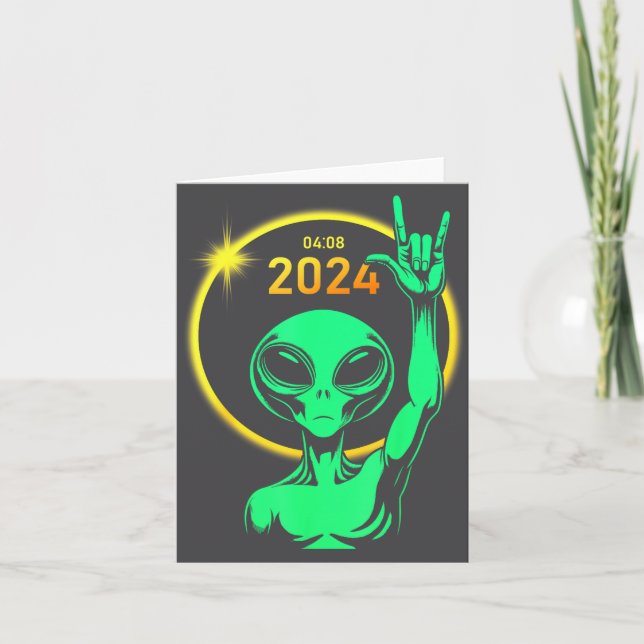 Tarjeta Eclipse solar 2024 Roca alienígena abril Eclipse t (Anverso)
